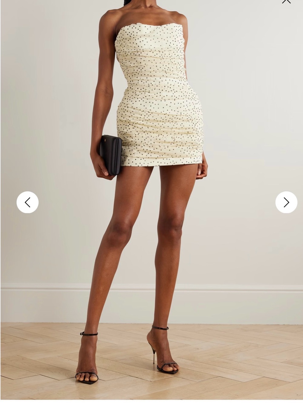 Magda Butrym Strapless Cream Mini Dress with Black Polka Dots worn once. Grt con
